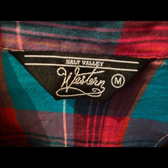 Western button down shirt in blue and pink, Mens Medium - Picture 4 of 6